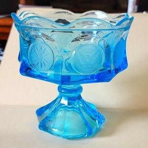Vintage Fostoria Coin Ice Blue Compote Dish